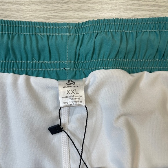 Silkworld Teal 7” Swim Athletic Shorts Attached Boxer Shorts Mens Size XXL New - Picture 9 of 13